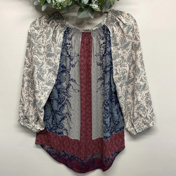 Daniel Rainn Split Neck Boho Shear Blouse M - Picture 5 of 16